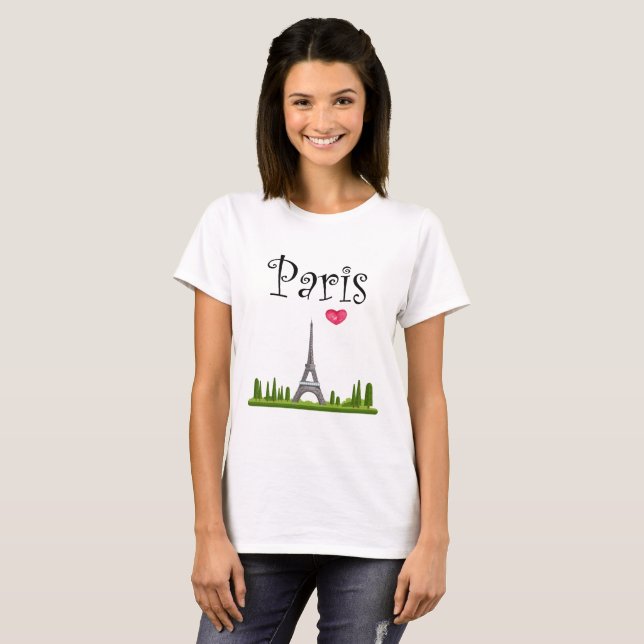 Camiseta Heart Paris com Torre Eiffel (Frente Completa)