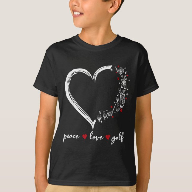Camiseta Heart Peace Love Golf Player Srt Lovers Outfit Wom (Frente)