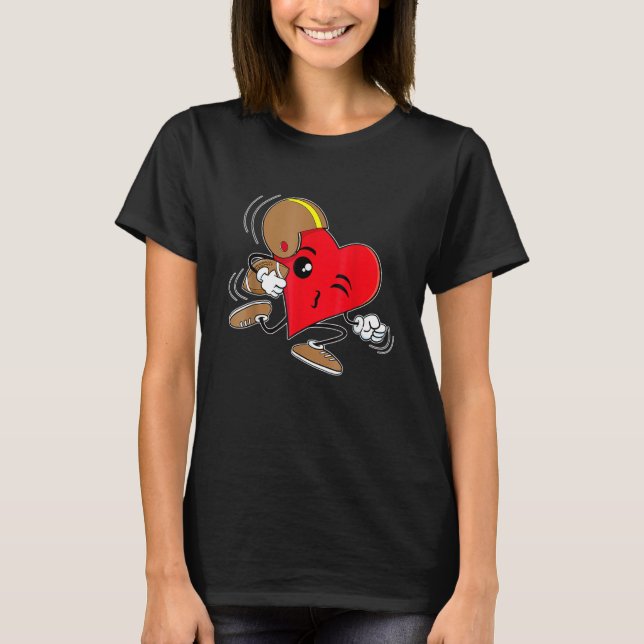 Camiseta Heart Playing American Football Dia de os namorado (Frente)