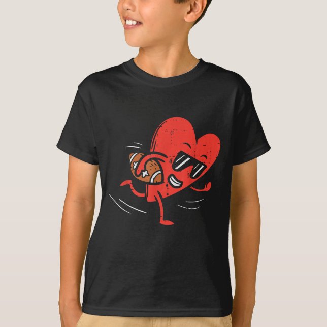 Camiseta Heart Playing American Football Dia de os namorado (Frente)