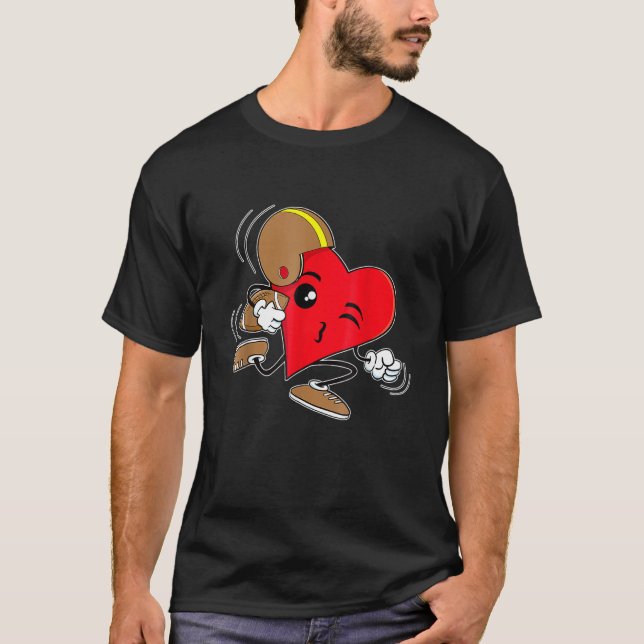 Camiseta Heart Playing American Football Dia de os namorado (Frente)