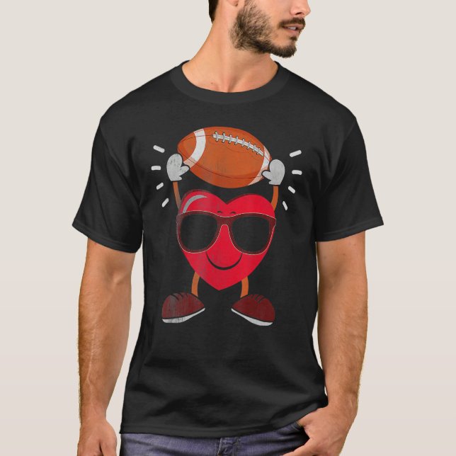 Camiseta Heart Playing American Football Dia de os namorado (Frente)