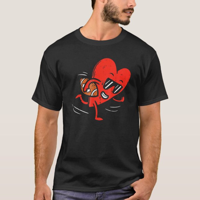 Camiseta Heart Playing American Football Dia de os namorado (Frente)
