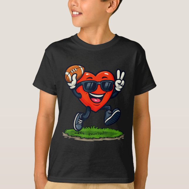 Camiseta Heart Playing American Football Rugby Valentine Me (Frente)