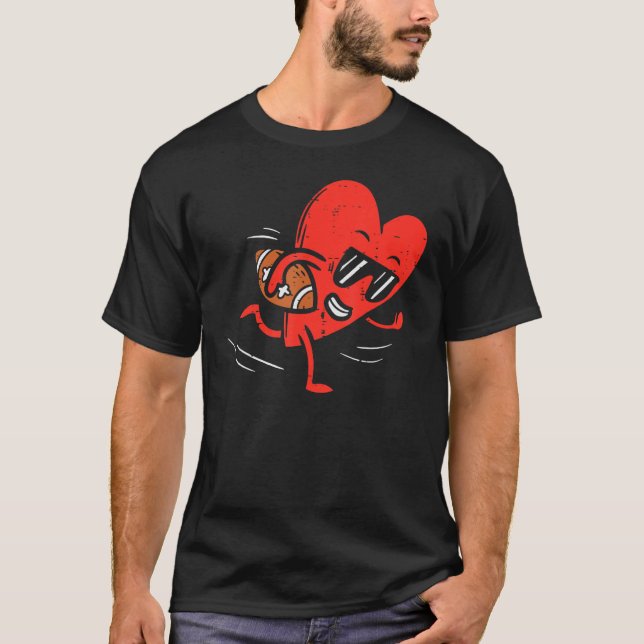 Camiseta Heart Playing American Football Valentines Day Spo (Frente)