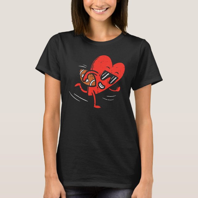 Camiseta Heart Playing American Football Valentines Day Spo (Frente)