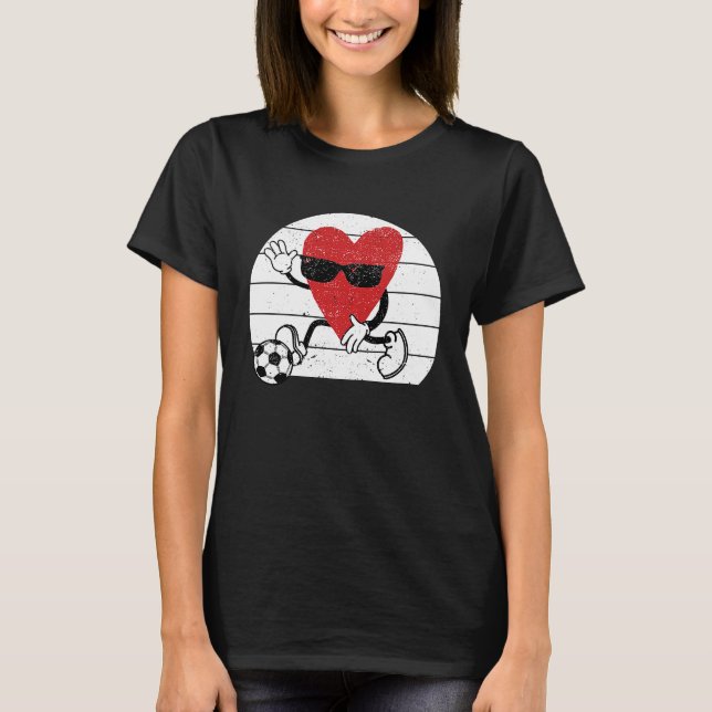 Camiseta Heart Playing Soccer Valentine's Day Football Play (Frente)