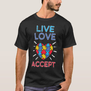 Camiseta Heart Quebra-cabeça Live Love Aceite Autismo Homen