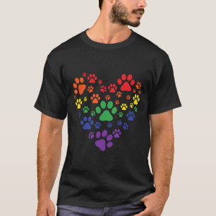 Camiseta HEART Rainbow Dog Love Paw Prints, Orgulho gay Pet