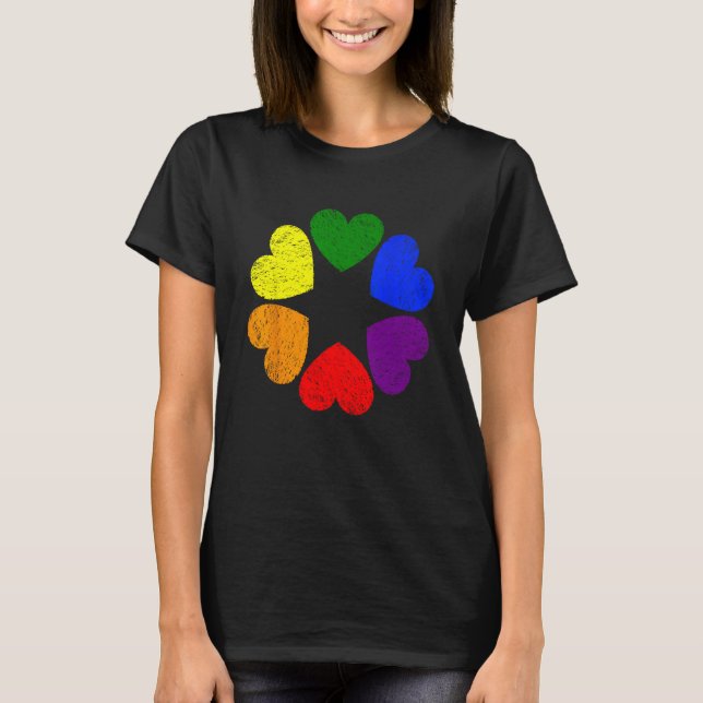 Camiseta Heart Rainbow Flag LGBT Gay Pride Month Support LG (Frente)