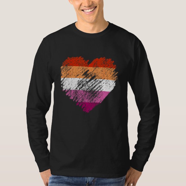 Camiseta Heart Retro LGBT Pride Month Support LGBTQ Flag Le (Frente)