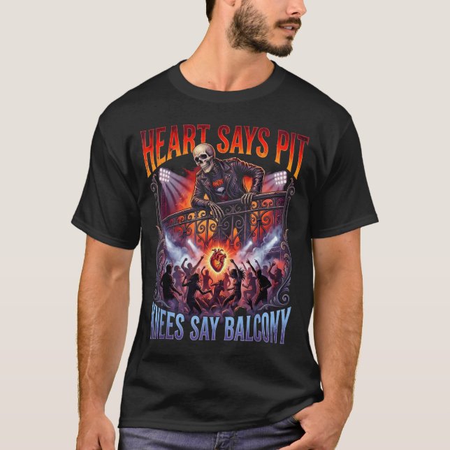 Camiseta Heart Says T Knees Say Balcony Funny Old Skeleton  (Frente)