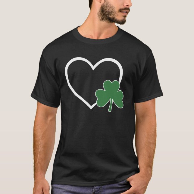 Camiseta Heart Shamrock Irish Mom Dad Girl  St Patricks Day (Frente)