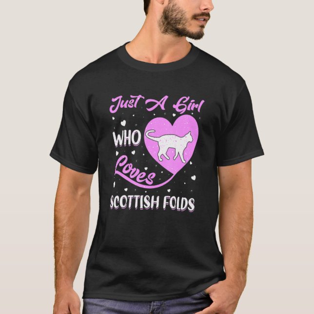 Camiseta Heart Shape Just A Girl Who Loves Scottish Folds (Frente)