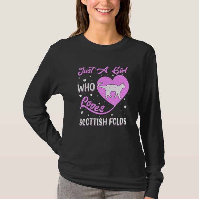 Camiseta Heart Shape Just A Girl Who Loves Scottish Folds (Frente)