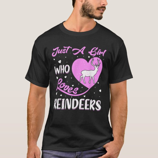 Camiseta Heart Shape Reindeer Just A Girl Who Loves Reindee (Frente)
