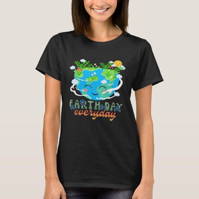 Camiseta Heart Shaped Earth Day Everyday Bees World Environ (Frente)