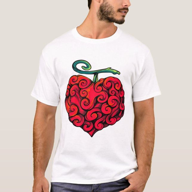Camiseta Heart-Shaped Flame Fruit Graphic Tee – Cute Tropic (Frente)