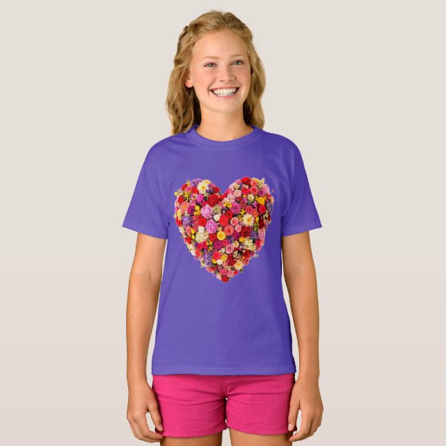 Camiseta Heart-shaped Floral Valentine Love Arrangement (Frente Completa)