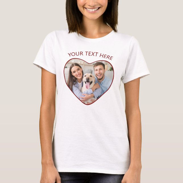 Camiseta Heart Shaped Photo Personalized Custom Color (Frente)