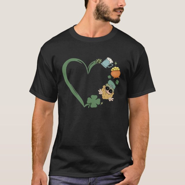 Camiseta Heart Shaped Saint Patrick Day Retro Present For W (Frente)