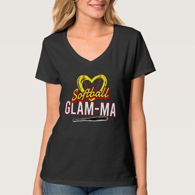 Camiseta Heart Softball Glam ma Softball Sport Family Match (Frente)