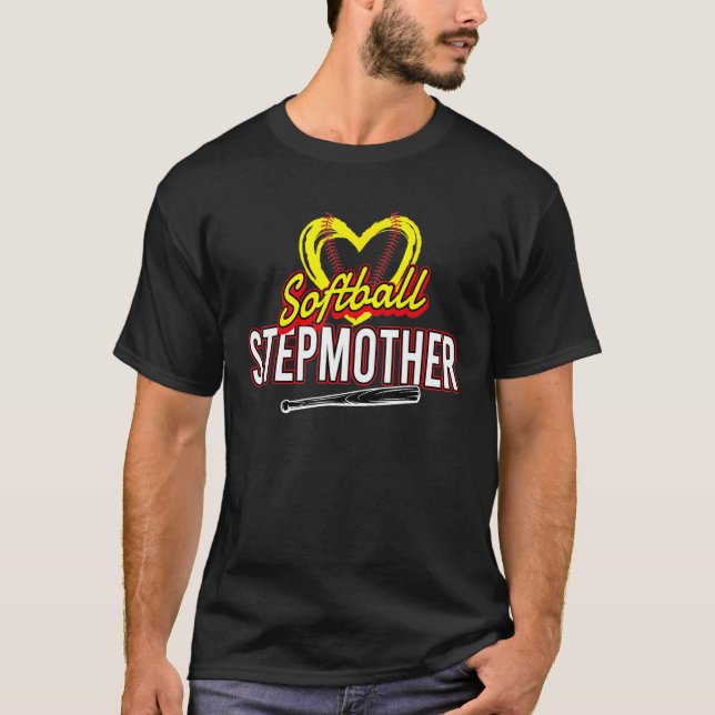 Camiseta Heart Softball Stepmother Softball Sport Family (Frente)