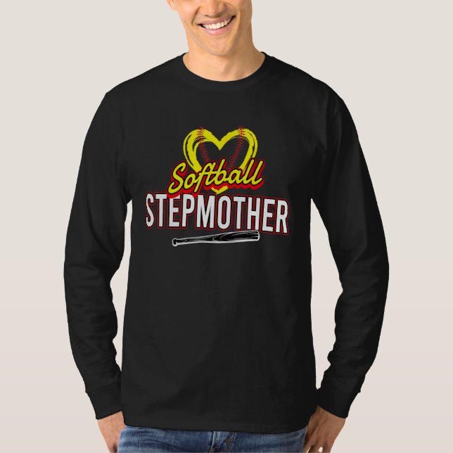 Camiseta Heart Softball Stepmother Softball Sport Family (Frente)