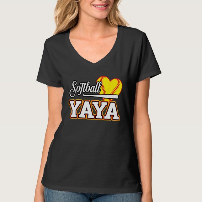 Camiseta Heart Softball YaYa Cute Sport  Matching Family (Frente)