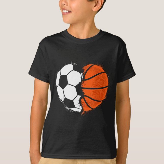 Camiseta Heart Srts Soccer Basketball Ball Lover Valentines (Frente)