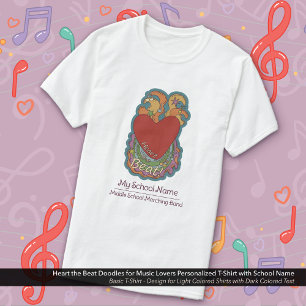Camiseta Heart the Beat Doodles Music Lovers School Name