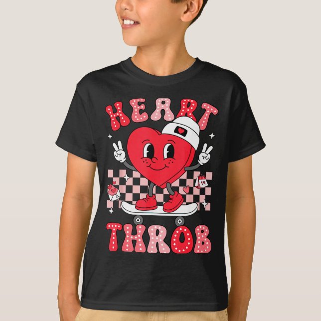 Camiseta Heart Throb Groovy Valentine Toddler Men Boys Cute (Frente)