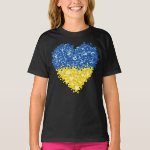 Camiseta Heart Ucrânia Flag, Ucraniano Heart Flag