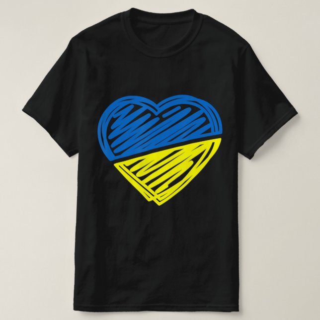 Camiseta Heart Ucrânia I Stand With Ucraniano Flag (Frente do Design)