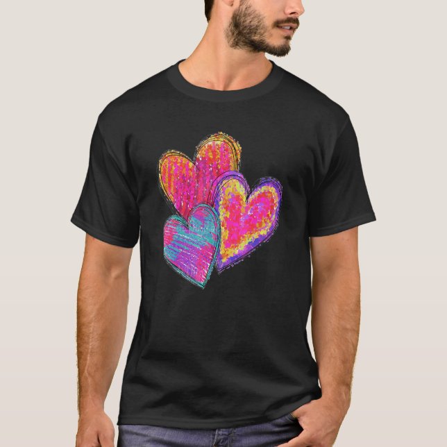 Camiseta Heart Valentines Day Tie Dye Cute For Couple Match (Frente)