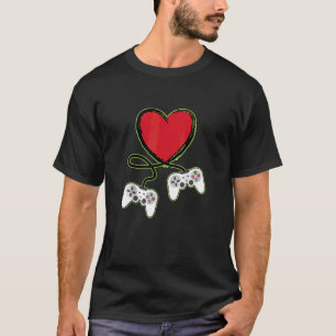 Camiseta Heart Video Gamer Controller Mens Dia de os namora