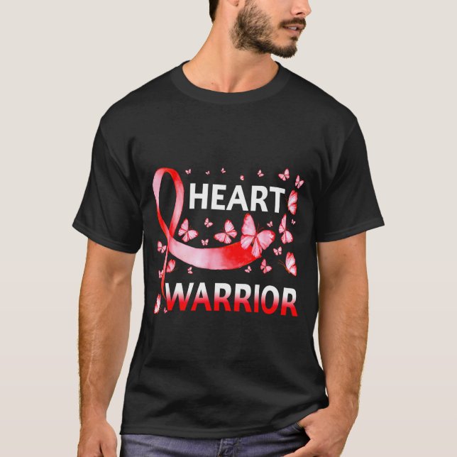 Camiseta Heart Warrior Butterfly Heart Disease Awareness  (Frente)