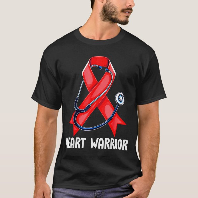 Camiseta Heart Warrior Stethoscope Red Nurse Heart Disease  (Frente)