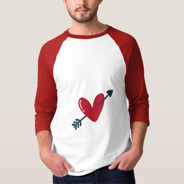 Camiseta Heart With Arrow Valentine Minimal T-Shirt (Frente)
