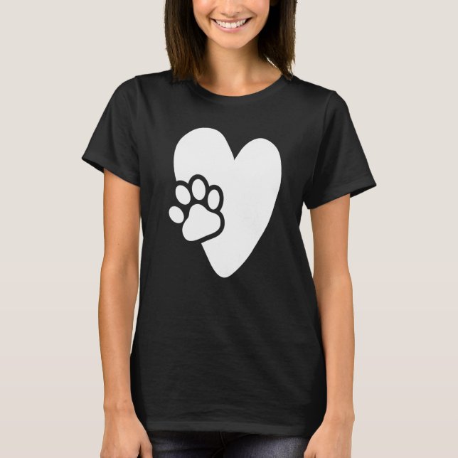 Camiseta Heart with Paw Pet Design for Puppies Dogs Lovers  (Frente)