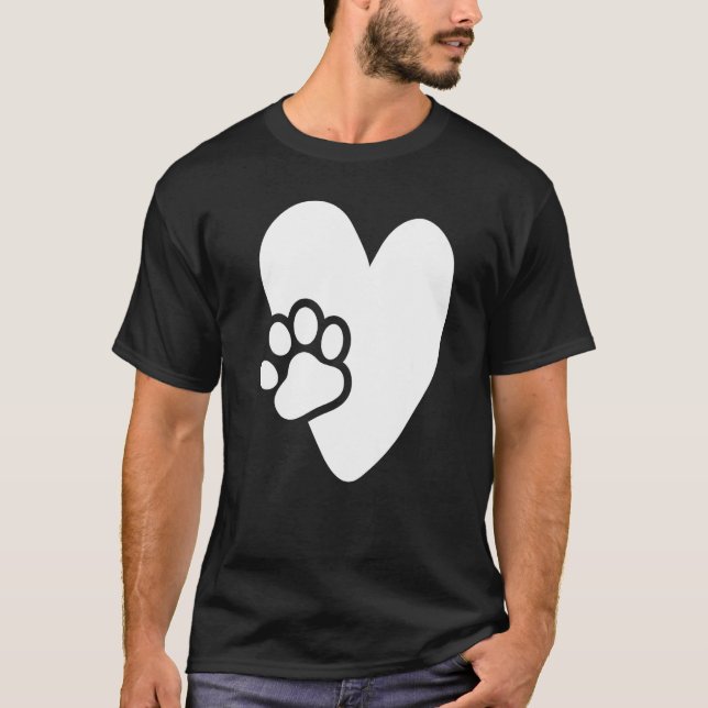 Camiseta Heart with Paw Pet Design for Puppies Dogs Lovers  (Frente)