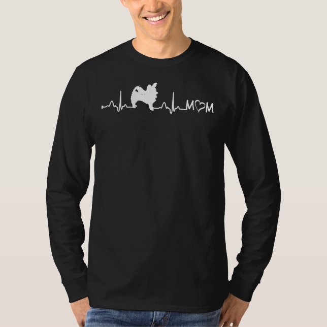 Camiseta Heartbeat Ekg Long Casaco Chihuahua Mãe (Frente)
