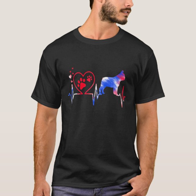Camiseta Heartbeat French Bulldog Quarto De Julho Tie Dye (Frente)
