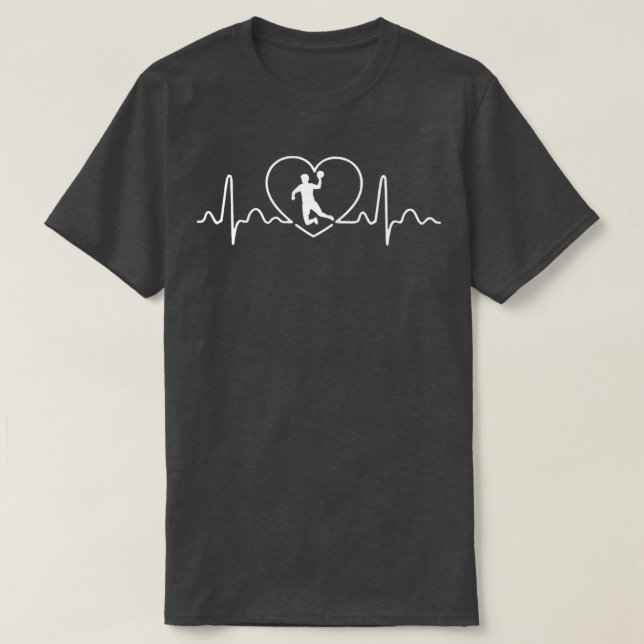 Camiseta Heartbeat Handball Heartbeat Heart Handball Player (Frente do Design)