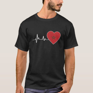 Camiseta Heartbeat Marrocos Flag Como Símbolo De Bandeira M