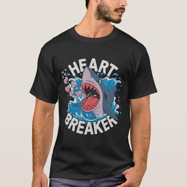 Camiseta Heartbreaker Shark Cute Funny Love Design For Vale (Frente)