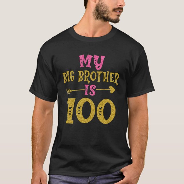 Camiseta Hearts 100th Bday For Big Brother From Sister Brot (Frente)