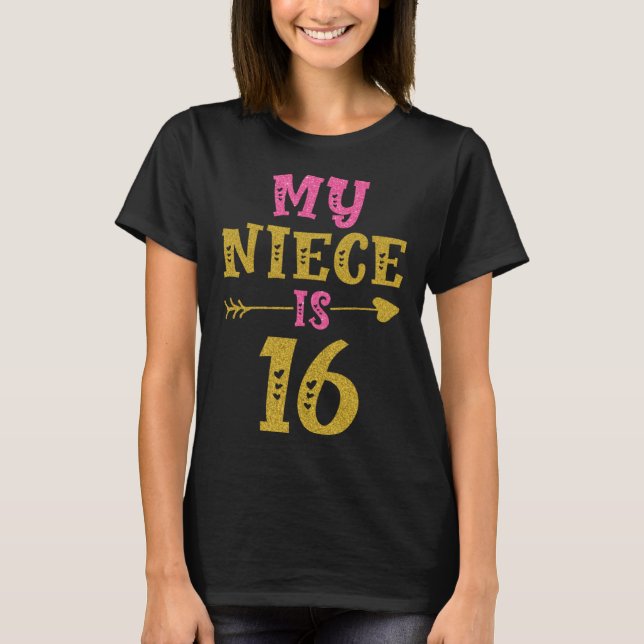 Camiseta Hearts 16th Bday For Niece From Aunt Uncle (Frente)