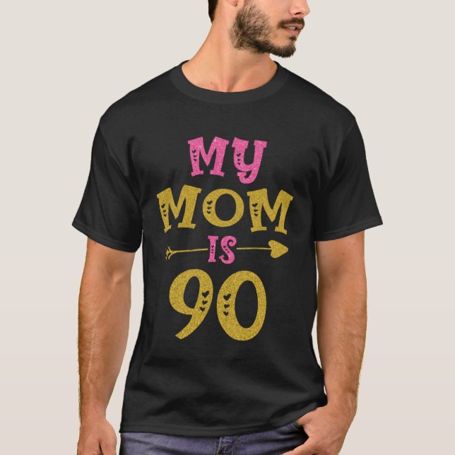 Camiseta Hearts 90th Bday For Mom From Son Daughter (Frente)
