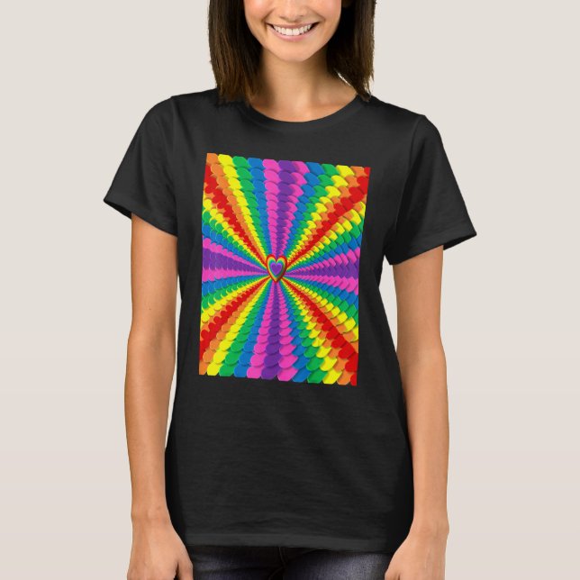 Camiseta Hearts Rainbow Gay pride 2022 LGBT Flag with Heart (Frente)